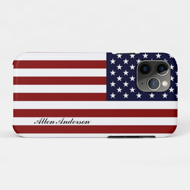 Coques Case-Mate iPhone Drapeau américain Nom personnel ou monogramme (Dos (Horizontal))