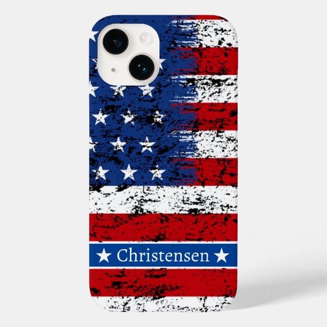 Coques Case-Mate iPhone Drapeau américain patriotique 4 juillet Nom du mon (Verso)