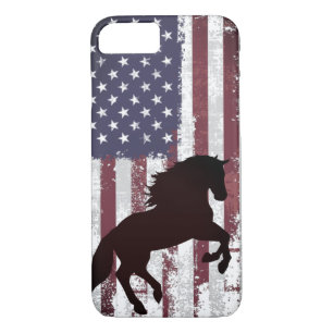 Case-Mate iPhone Case Drapeau américain patriotique et cheval Silhouette