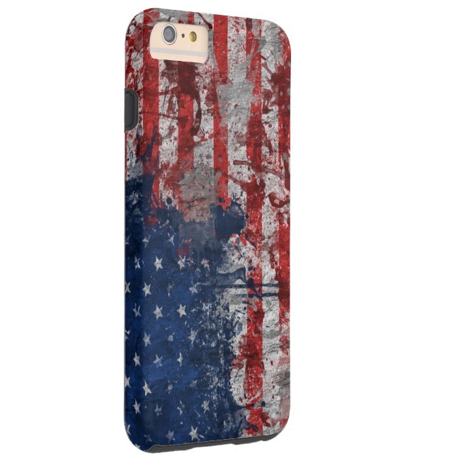 Coques Case-Mate iPhone Drapeau américain peint sur le mur grunge (Dos/Droite)