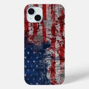 Coque Case-Mate iPhone Drapeau américain peint sur un mur de grunge