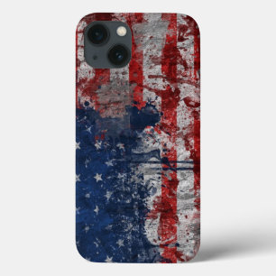 Coque Case-Mate iPhone Drapeau américain peint sur un mur de grunge
