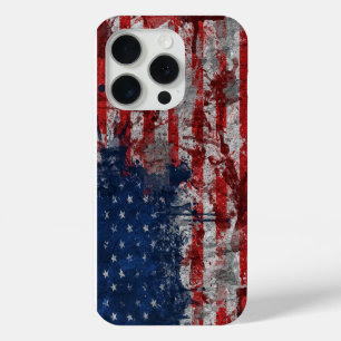 Coque Case-Mate iPhone Drapeau américain peint sur un mur de grunge