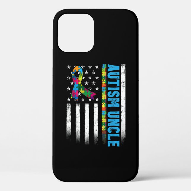 Coques Case-Mate iPhone Drapeau américain rétro Autisme conscience oncle (Verso)