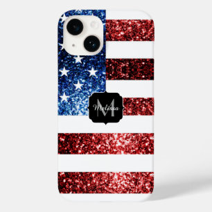 Coque Case-Mate iPhone Drapeau américain rouge bleu étincelles parties sc