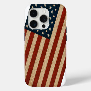 Coque Case-Mate iPhone Drapeau américain rustique vintage avec texture de