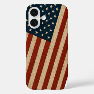 Coque Pour iPhone 16 Drapeau américain rustique vintage avec texture de