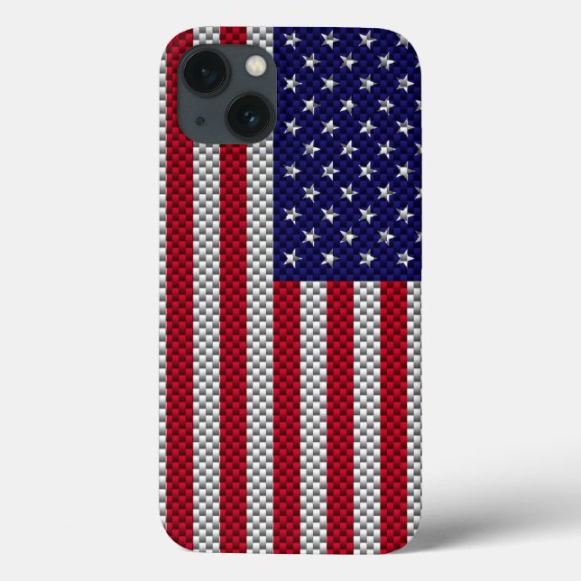 Coques Case-Mate iPhone Drapeau américain sur la fibre de carbone (Verso)