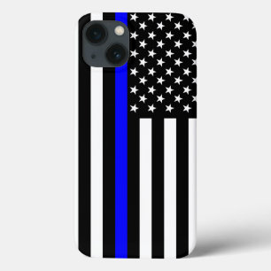 iPhone 13 Coque Drapeau américain Symbole de la Ligne Bleue Mince