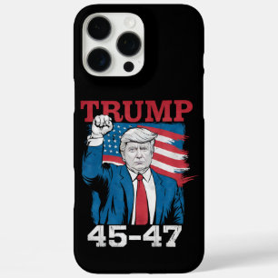 Coque iPhone 16 Pro Max Drapeau américain Trump 45 47 Vintage Rétro USA