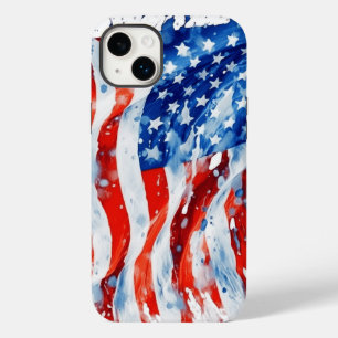 Coque Case-Mate iPhone Drapeau américain USA Aquarelle 4 juillet