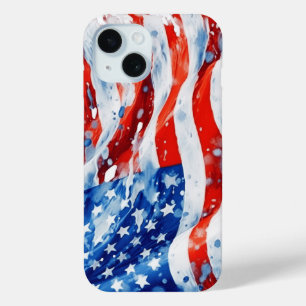 Coque Case-Mate iPhone Drapeau américain USA Aquarelle 4 juillet