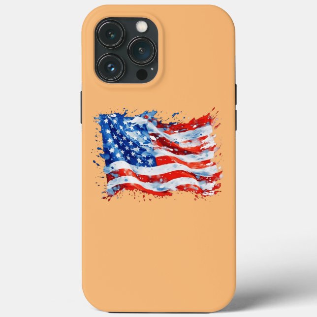 Coques Case-Mate iPhone Drapeau américain USA Aquarelle 4 juillet (Verso)