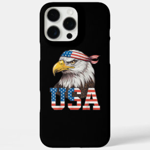 Coque iPhone 16 Pro Max Drapeau américain USA Hommes Femmes Enfants Aigle