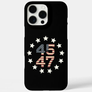 Coque iPhone 16 Pro Max Drapeau américain vintage Trump 45 47 étoiles USA