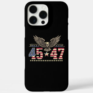 Coque iPhone 16 Pro Max Drapeau américain vintage Trump 45 47 USA Eagle