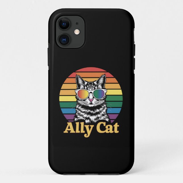 Coques Case-Mate iPhone Drapeau arc-en-ciel LGBT de chat allié Cadeau LGBT (Dos)