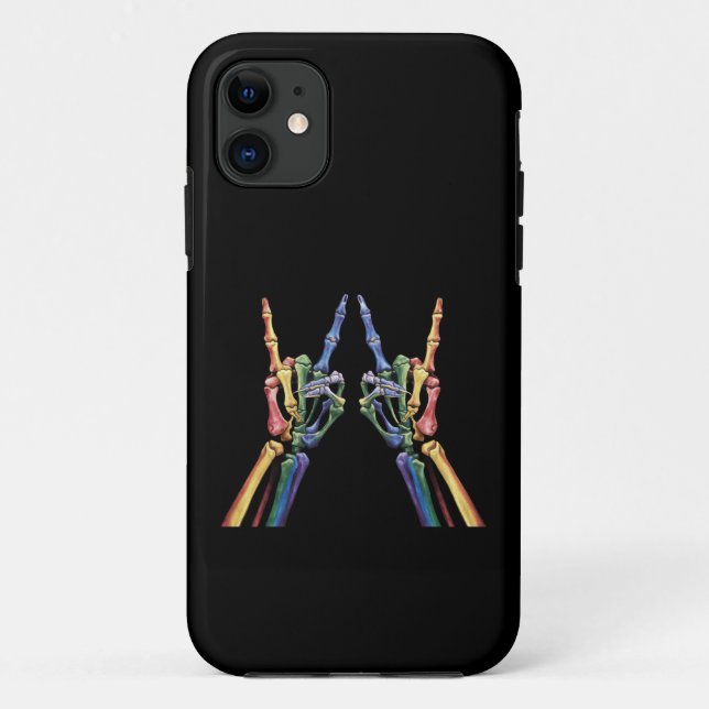 Coques Case-Mate iPhone Drapeau arc-en-ciel LGBTQ cool main de squelette g (Dos)