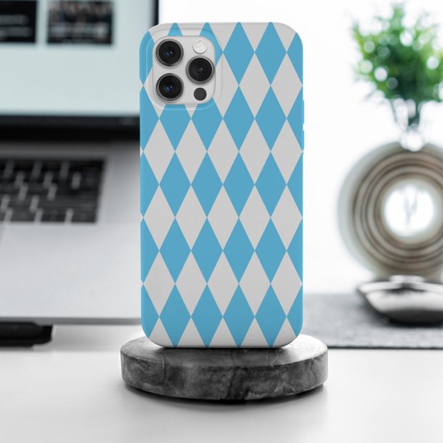 Coques Case-Mate iPhone Drapeau bleu et blanc Bavière Rhombus Motif (Créateur téléchargé)