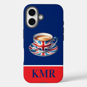 Coque Pour iPhone 16 Drapeau britannique sur l'anglais Teacup