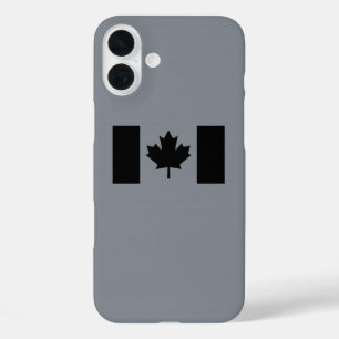 Coques iPhone 16 Plus Drapeau canadien en noir