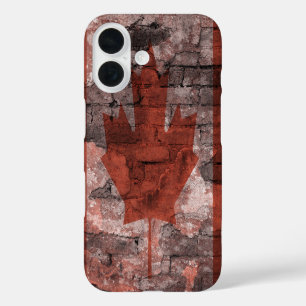 Coque Pour iPhone 16 Drapeau canadien mur de briques