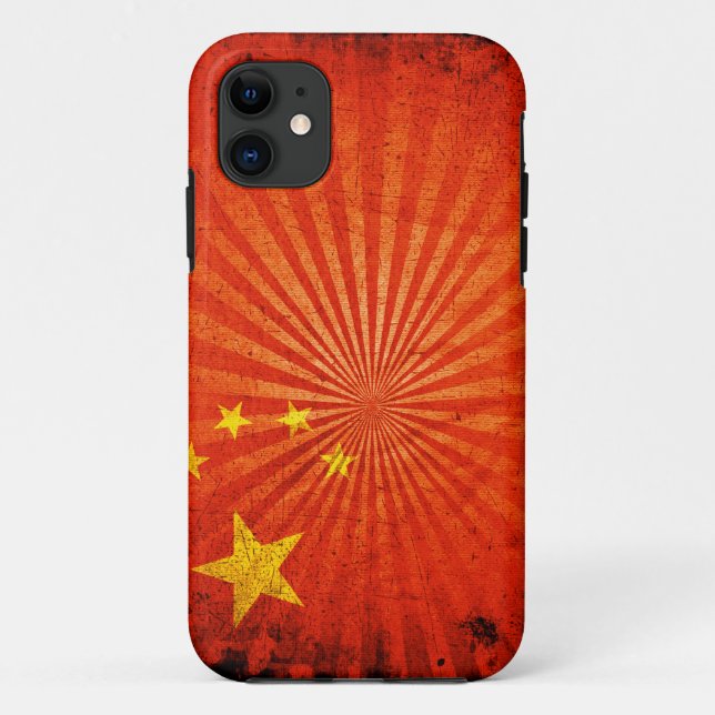 Coques Case-Mate iPhone Drapeau chinois grunge frais (Dos)