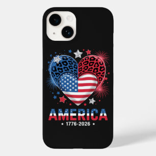 Coque Case-Mate iPhone Drapeau cœur léopard 1776 2026 4 juillet