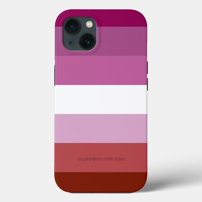 Coques Case-Mate iPhone Drapeau de fierté lesbienne de SlipperyJoe's fémin (Verso)