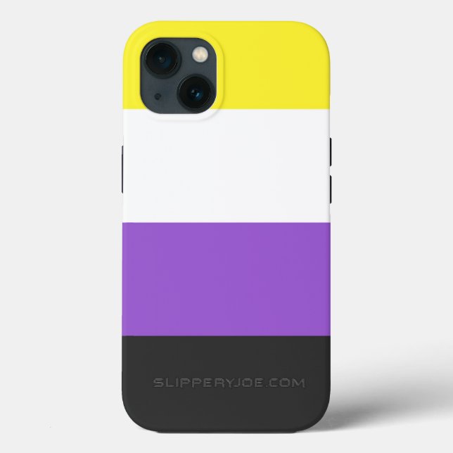 Coques Case-Mate iPhone Drapeau de fierté non binaire de SlipperyJoe's jau (Verso)
