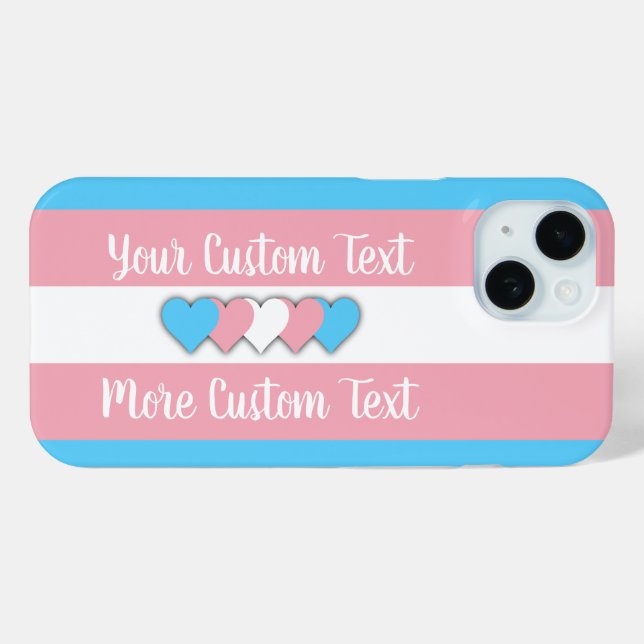 Coques Case-Mate iPhone Drapeau de fierté transgenre avec texte (Verso (horizontal))
