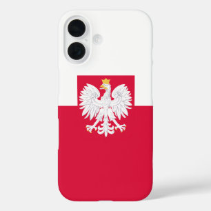 Coque Pour iPhone 16 Drapeau de la Pologne (avec armoiries)