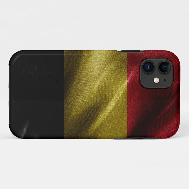 Coques Case-Mate iPhone Drapeau de soie de Belgique (Dos (Horizontal))