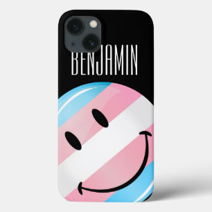 Etui iPhone 13 Drapeau de sourire rond de transsexuel