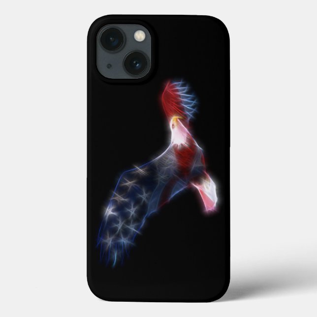 Coques Case-Mate iPhone Drapeau d'Eagle chauve de fractale patriotique (Verso)