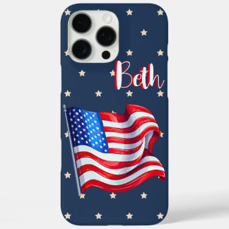 Coque iPhone 16 Pro Max Drapeau d'étoiles patriotique personnalisé
