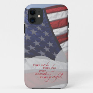 Coque iPhone 11 Drapeau du coeur patriotique, appréciation militai