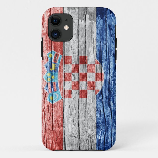 Coques Case-Mate iPhone Drapeau en bois de Croatie (Dos)