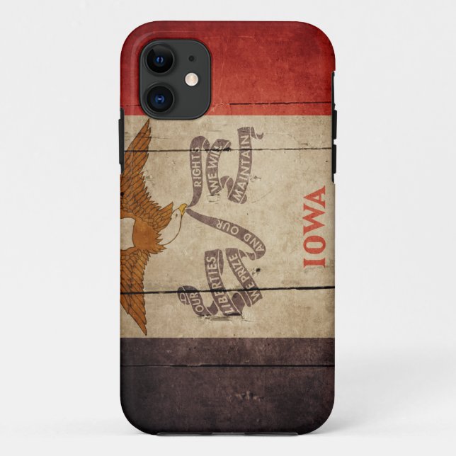 Coques Case-Mate iPhone Drapeau en bois rocailleux de l'Iowa (Dos)