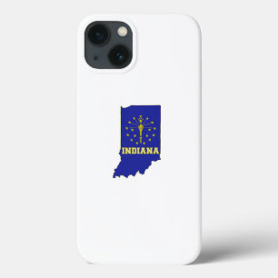 Etui iPhone 13 Drapeau et carte d'état de l'Indiana