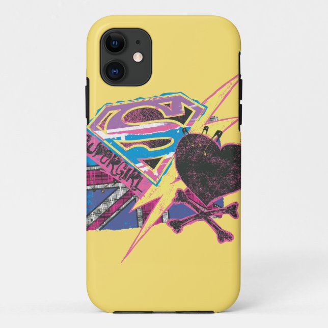 Coques Case-Mate iPhone Drapeau et os croisés de Supergirl (Dos)