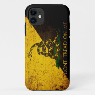 Coque Case-Mate iPhone Drapeau grunge noir d'Anarcho Gadsden