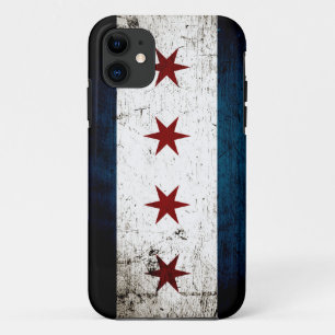 Coques Pour iPhone Drapeau grunge noir de Chicago
