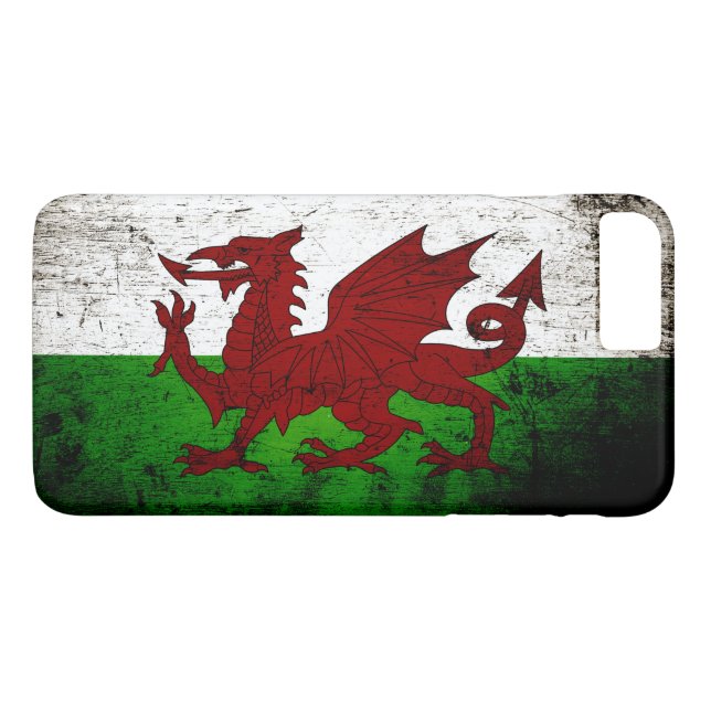 Coques Case-Mate iPhone Drapeau grunge noir du Pays de Galles (Dos (Horizontal))