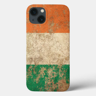 Etui iPhone 13 Drapeau irlandais vintage âgé rugueux