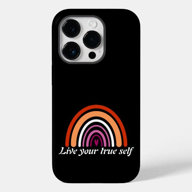 Coques Case-Mate iPhone Drapeau lesbien LGBTQ : Vivez votre vrai moi (Verso)