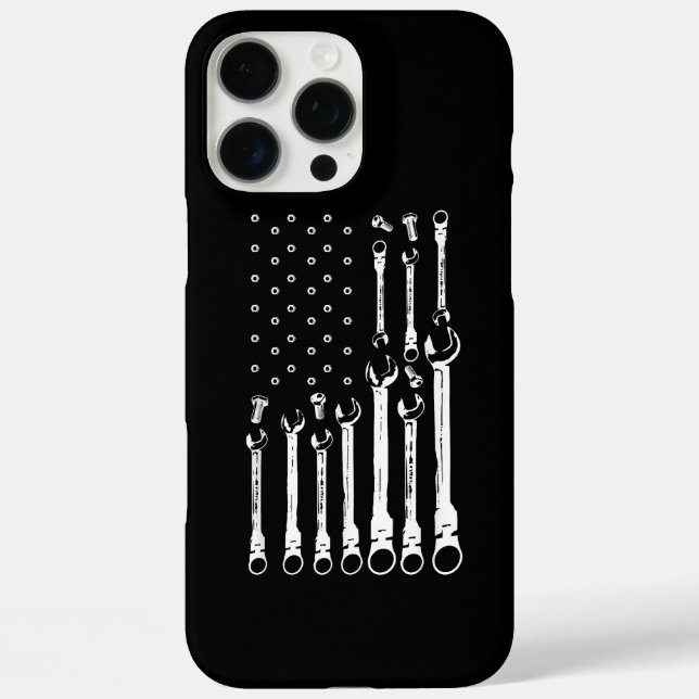 Coques Case-Mate iPhone Drapeau mécanique Drapeau patriotique américain Mé (Verso)