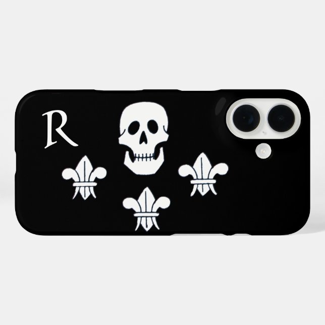 COQUES Case-Mate iPhone DRAPEAU MONOGRAMME CRÂNE JOLLY ROGER ET TROIS LILA (Verso (horizontal))