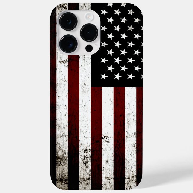 Coques Case-Mate iPhone Drapeau noir américain Grunge (Verso)