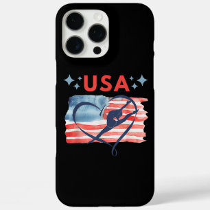 Coque iPhone 16 Pro Max Drapeau patriotique américain Gymnastique Design p